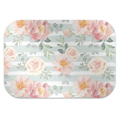 Desk chair mat pink flowers