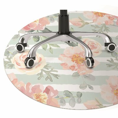 Desk chair mat pink flowers