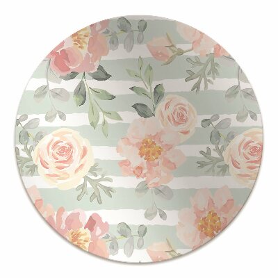 Desk chair mat pink flowers