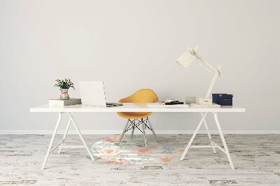 Desk chair mat pink flowers