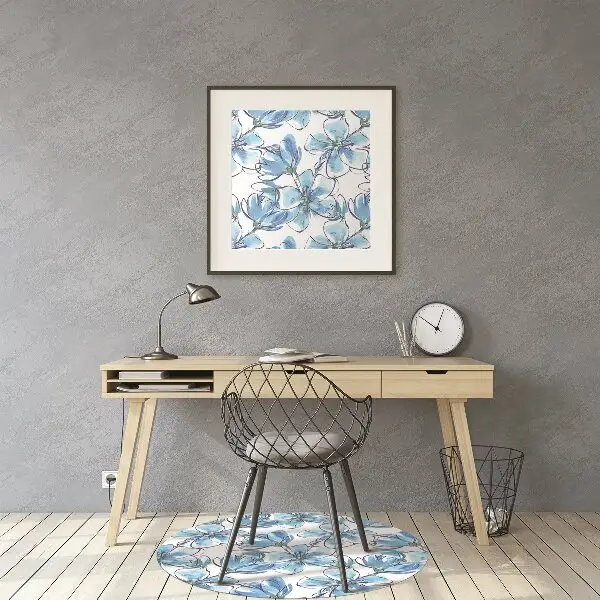 Office chair mat flowers watercolors