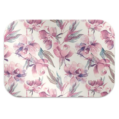 Desk chair mat pink flowers