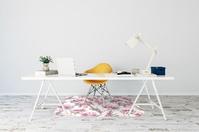 Desk chair mat pink flowers