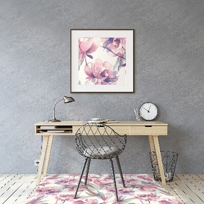 Desk chair mat pink flowers