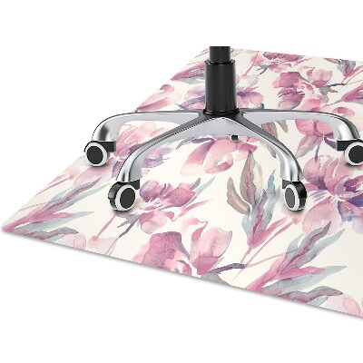 Desk chair mat pink flowers