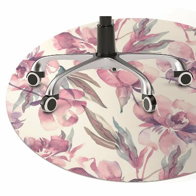 Desk chair mat pink flowers