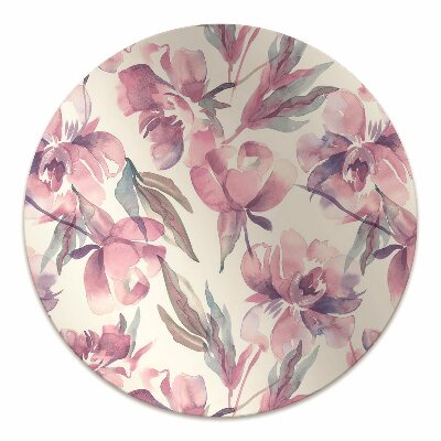 Desk chair mat pink flowers