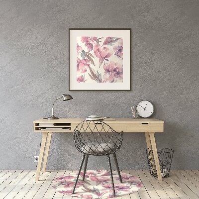 Desk chair mat pink flowers