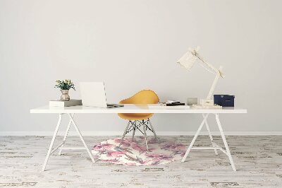 Desk chair mat pink flowers