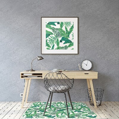 Office chair mat tropical leaf