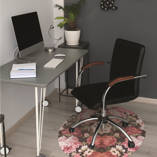 Desk chair mat Red roses