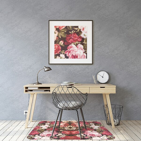 Desk chair mat Red roses