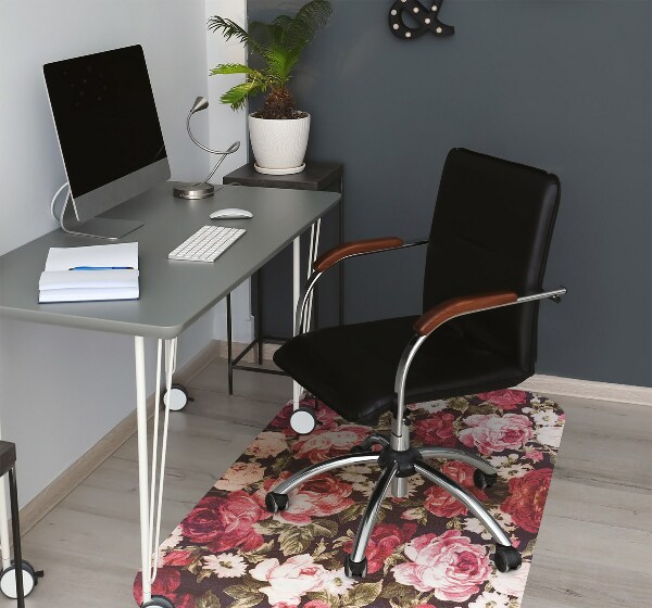Desk chair mat Red roses