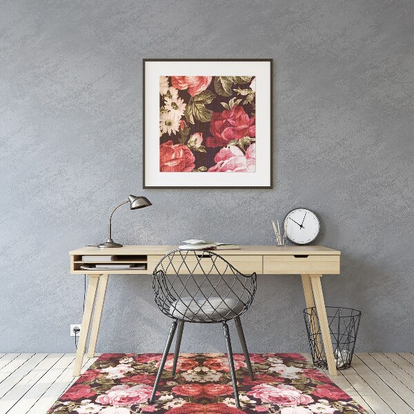 Desk chair mat Red roses