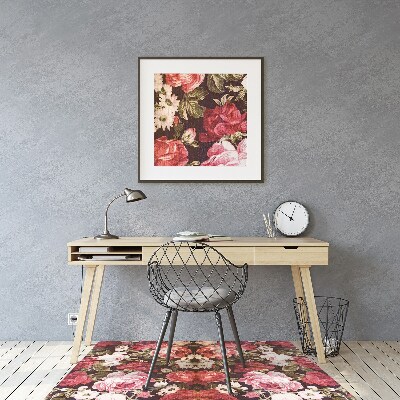 Desk chair mat Red roses