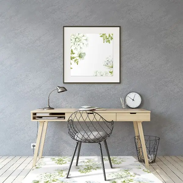 Chair mat floor panels protector delicate flowers