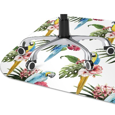 Office chair mat Parrots and Flowers