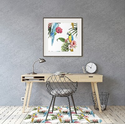 Office chair mat Parrots and Flowers