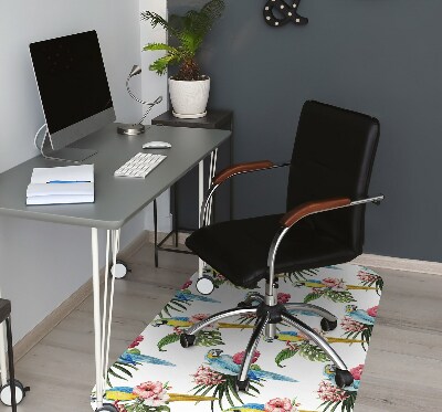 Office chair mat Parrots and Flowers