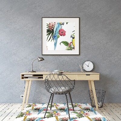 Office chair mat Parrots and Flowers