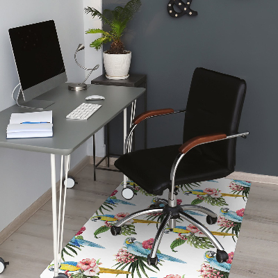 Office chair mat Parrots and Flowers