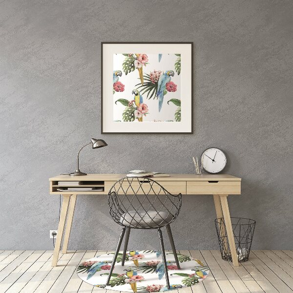 Office chair mat Parrots and Flowers