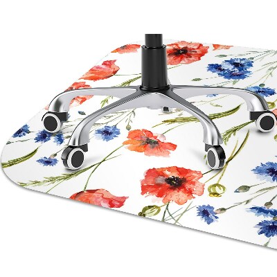 Office chair mat Poppies