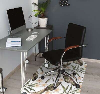 Office chair mat Leaves and flowers