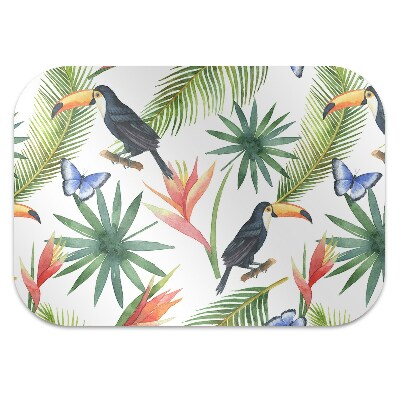 Office chair mat Toucans and butterflies