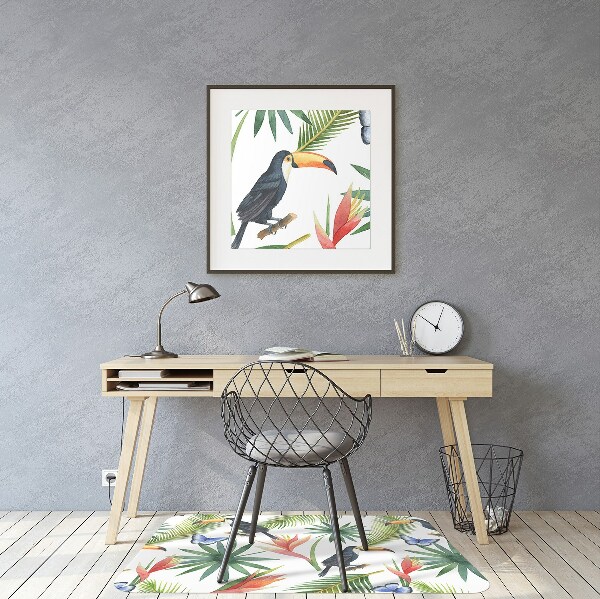 Office chair mat Toucans and butterflies