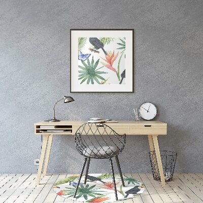 Office chair mat Toucans and butterflies