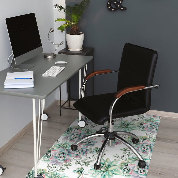 Office chair mat watercolor Flower