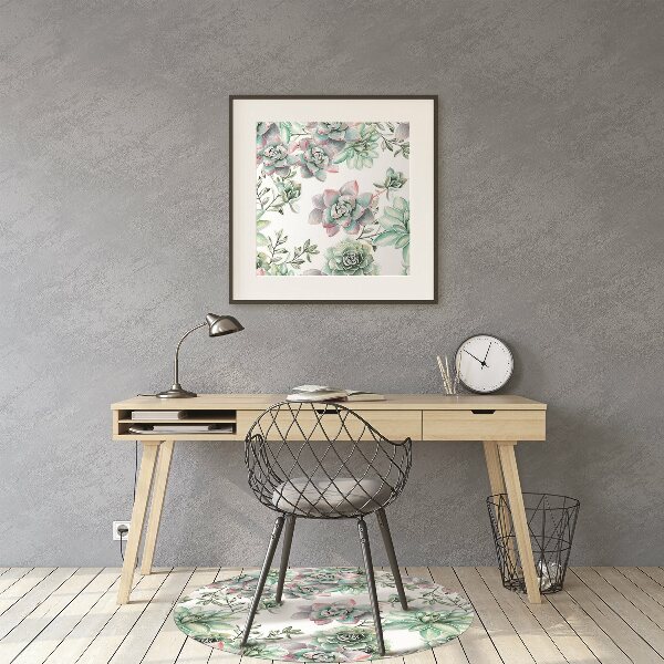 Office chair mat watercolor Flower