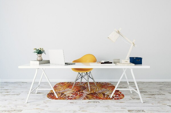 Office chair floor protector fiery leaves