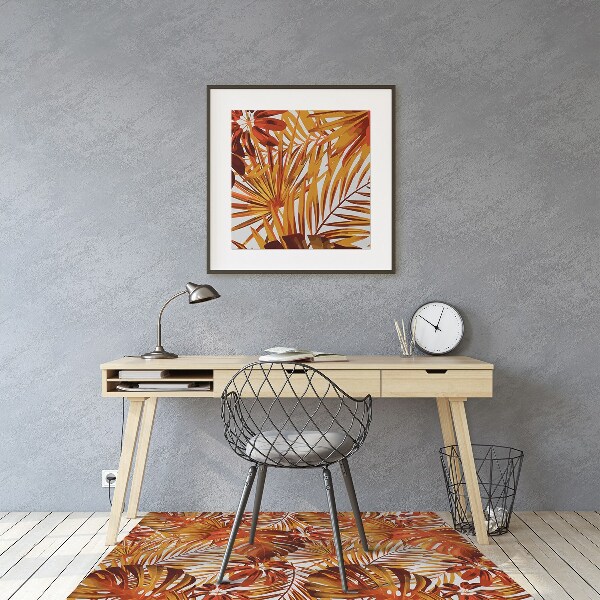 Office chair floor protector fiery leaves