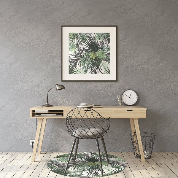 Office chair floor protector Green leaves