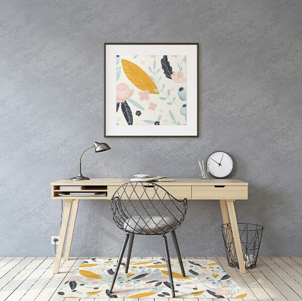 Chair mat floor panels protector pastel flowers