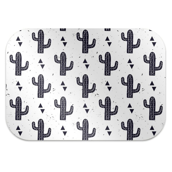 Desk chair mat white cacti