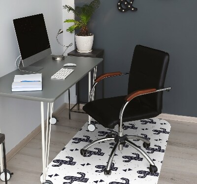 Desk chair mat white cacti