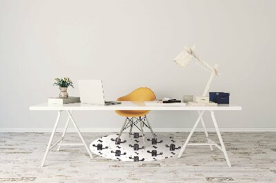 Desk chair mat white cacti