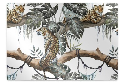 Office chair floor protector Leopards on branch