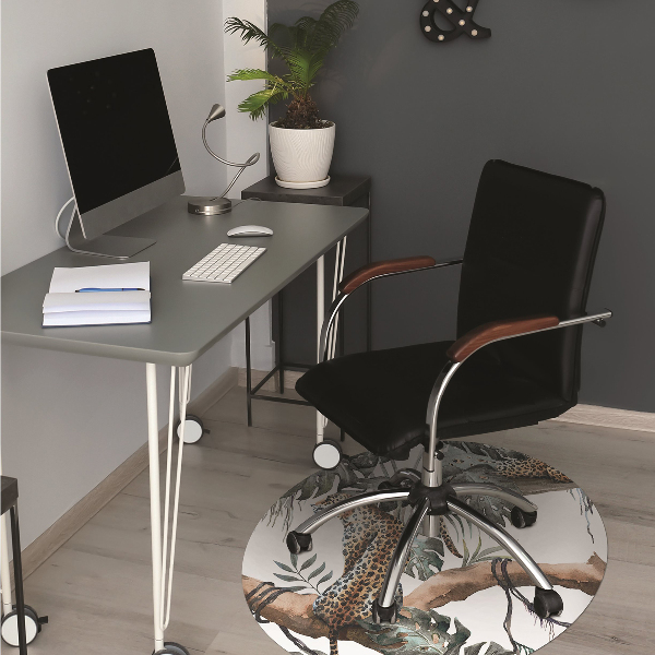 Office chair floor protector Leopards on branch