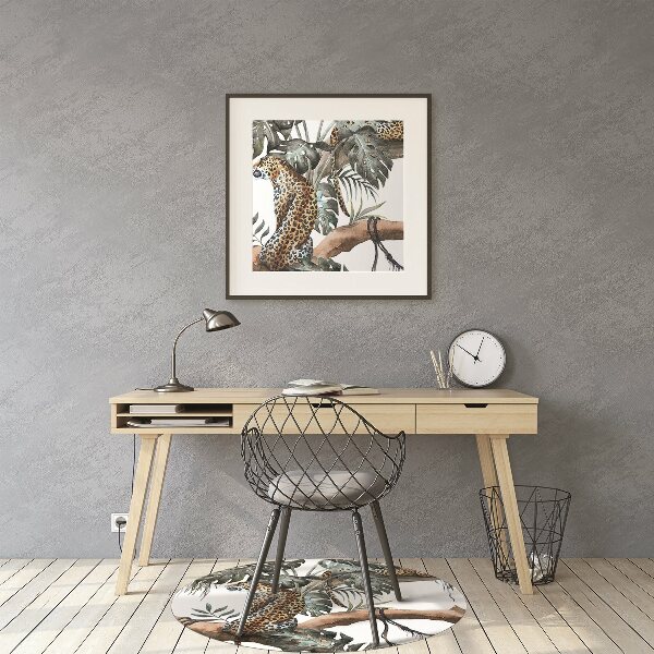 Office chair floor protector Leopards on branch