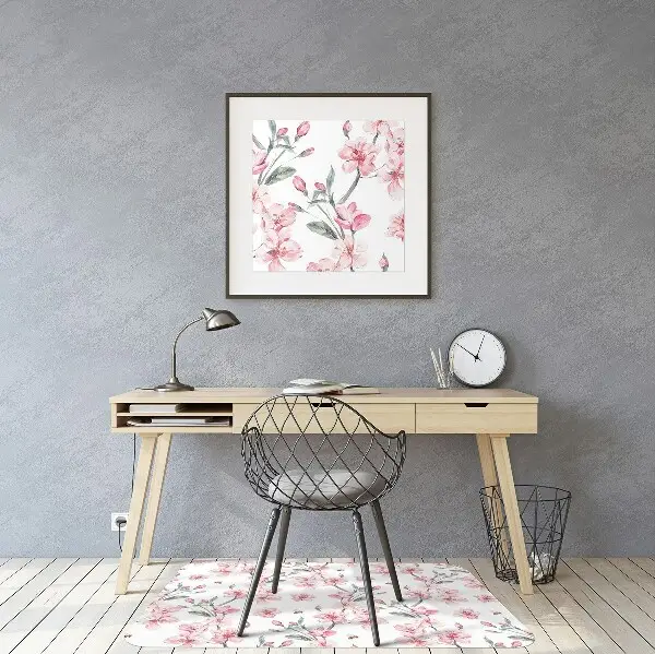 Office chair mat subtle flowers