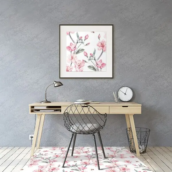 Office chair mat subtle flowers