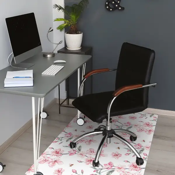 Office chair mat subtle flowers