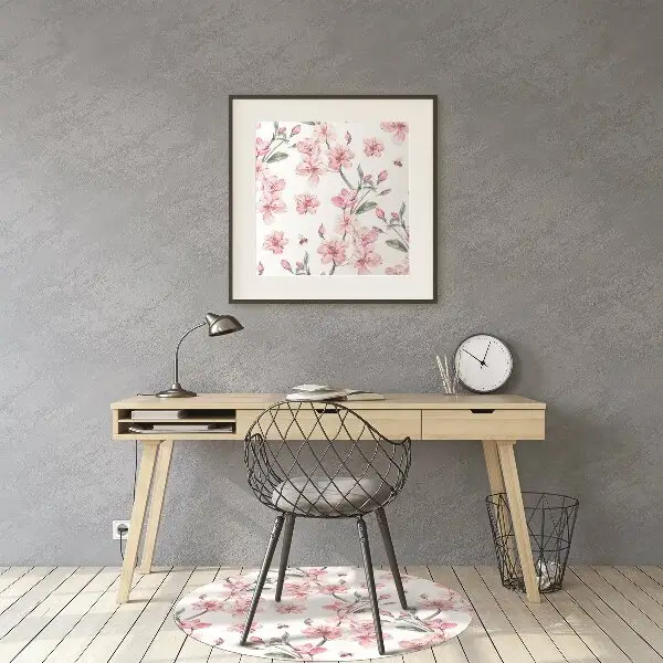 Office chair mat subtle flowers