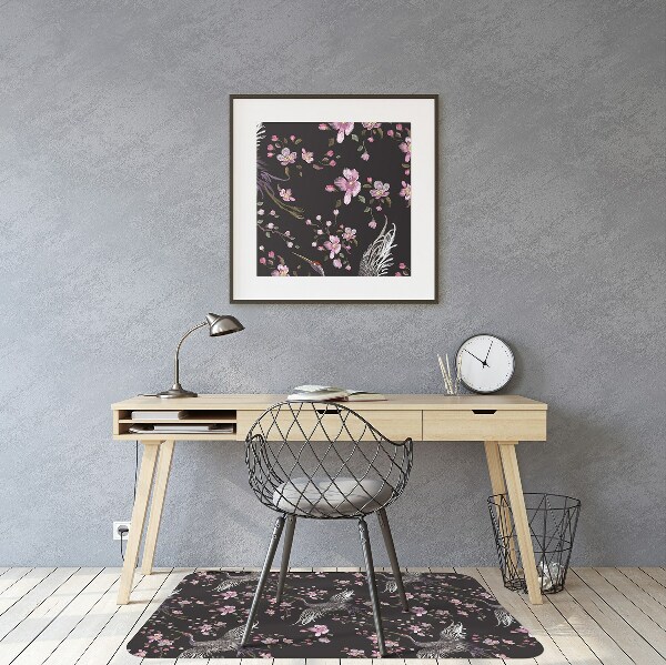 Office chair mat Herons and flowers