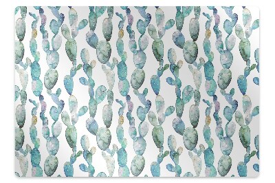 Chair mat floor panels protector watercolor cacti