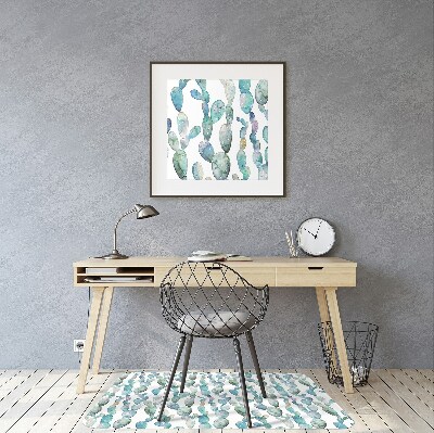 Chair mat floor panels protector watercolor cacti